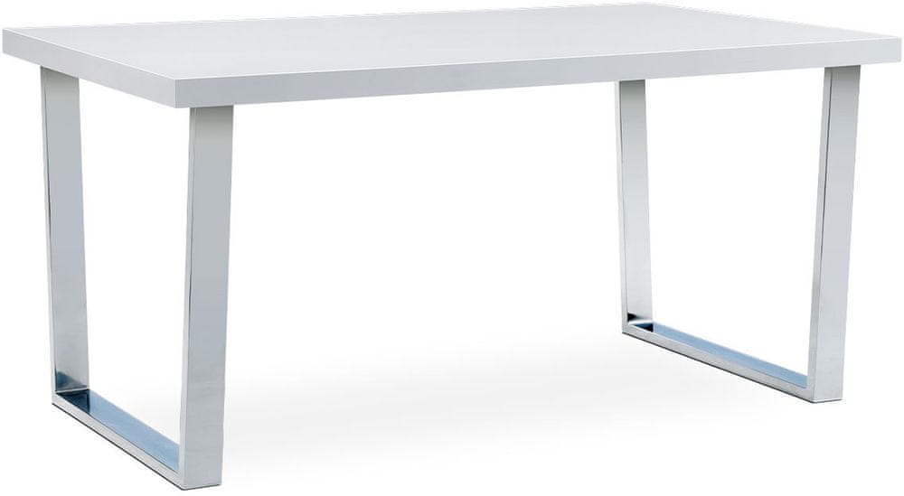 Autronic Jedálenský stôl 150x90 cm, MDF doska, biely vysoký lesk, chrómovaná podnož AT-2088 WT